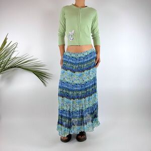 Vintage Y2K Pastel Green Cottagecore Floral Zip Cardigan Sweater / Size: XS